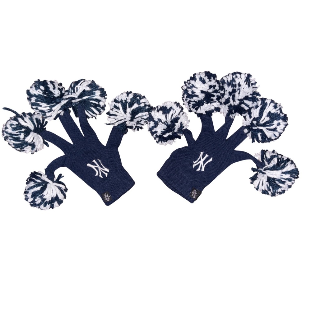 Spirit Fingers New York Yankees Pom Pom Gloves Navy White Women's One Size